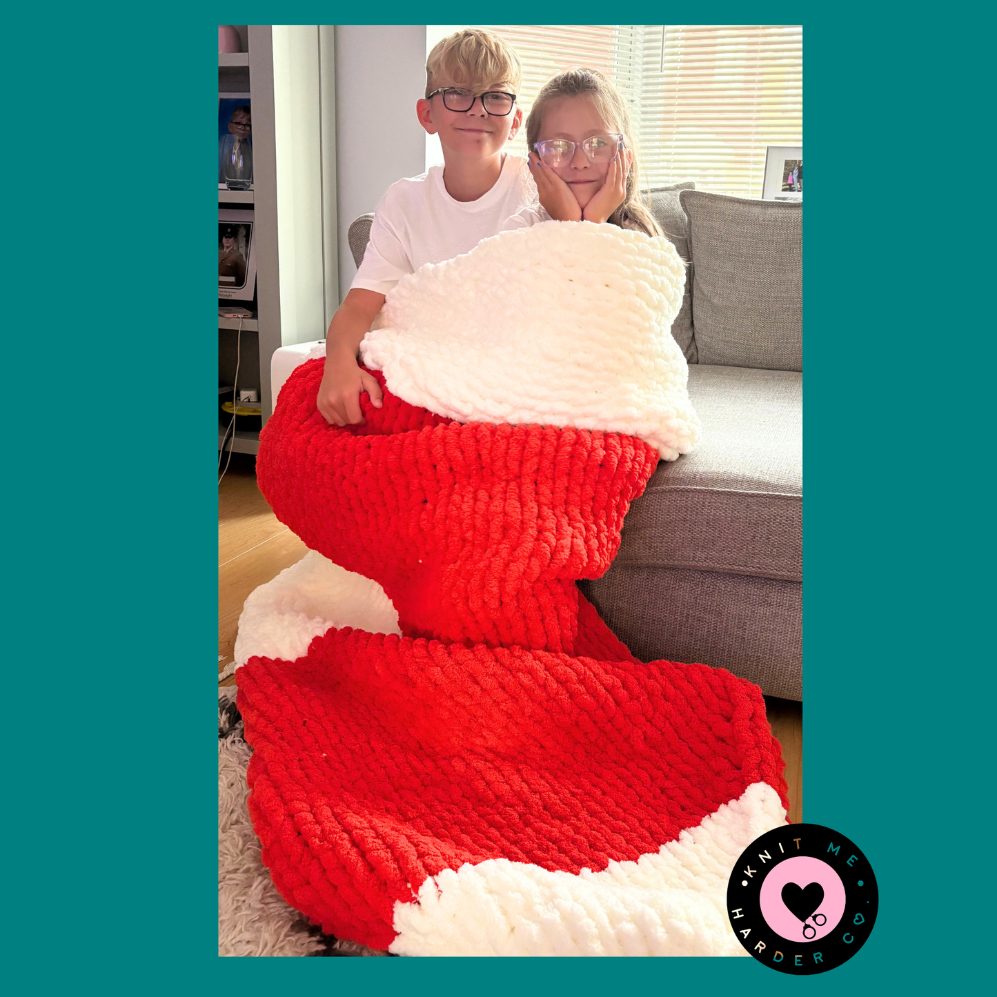 Giant Chunky Chenille Sock — Hot, Hex & Barely Behaved