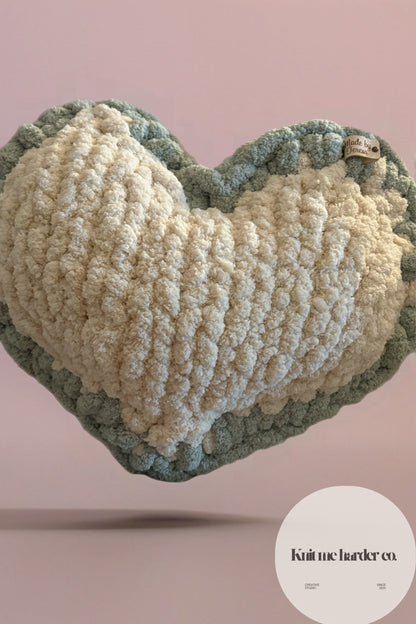 Hand -knitted chunky knit Heart Cushion