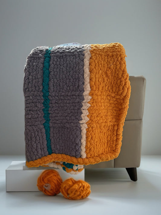 Hand-knitted Chunky Chenille Blanket