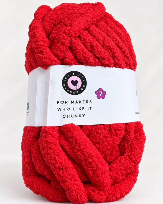 Jumbo 7 Chunky Chenille Yarn — Cherry Bomb